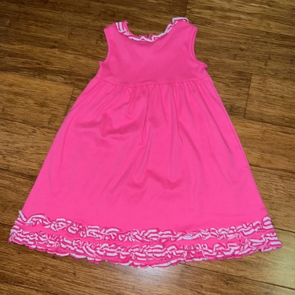 Girls Hot pink ruffle neck tank dress size 4 NWOT by Be Mine